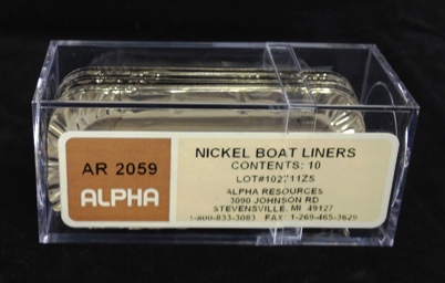 ar2059.jpg Alpha Resources Africa Product AR2059 in Nickel Capsules/Baskets under Sample Containment.
