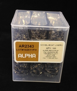 ar2343.jpg Alpha Resources Africa Product AR2343 in Nickel Capsules/Baskets under Sample Containment.